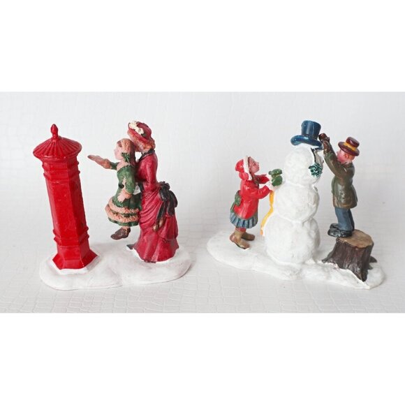 7 Vintage Dept 56 Lemax Christmas Village Figures & Bottle Brush Christmas Tree - Picture 3 of 9